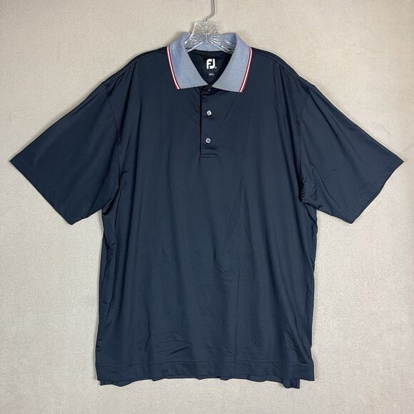 Footjoy Polo Shirt Mens Large Black Golfing Rugby Logo Preppy Adult - Picture 1 of 11
